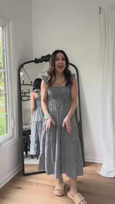 Alexandra Black Gingham Midi Dress | Avara