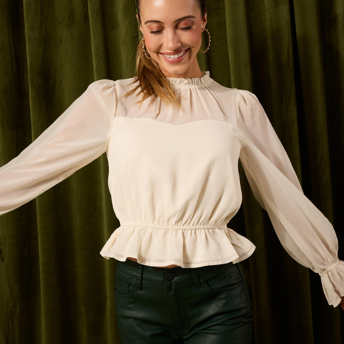 Capri Ivory Peplum Top | Avara